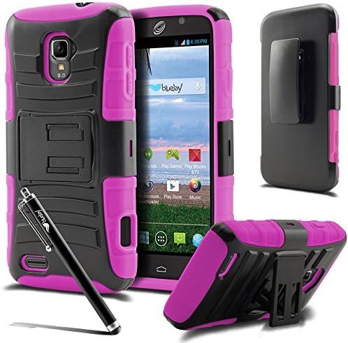 ZTE Rapido LTE Case, [The BlueJay Brand] Rugged Holster Case with Kickstand and Belt Swivel Clip For ZTE Rapido LTE Z932 (Straight Talk) + BlueJay Universal Stylus Pen, Pink