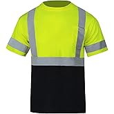 FONIRRA Safety Shirts for Men Hi Vis Short Sleeve Reflective ANSI Class High Visibility Safety Work T Shirts