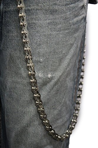 TFJ Men Wallet Chain Biker Long Fashion Jeans Keychain Bike Motorcycle Links Silver
