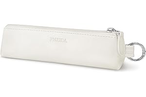Fmeida Small Pencil Case - Velvet Lined Pencil Pouch PU Leather Pencil Bag Portable Office Stationery Pouches - Apricot