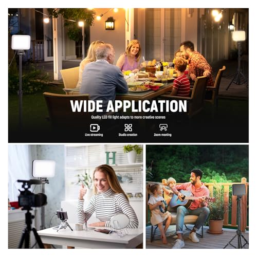 NEEWER Basics 2 Pack LED Video Light Panel Lighting Kit, Bi Color Dimmable Portable Studio Lights with Stands & Filters, 3200K-5600K 750lux CRI95 for Video Recording Live Streaming Photography, BP66