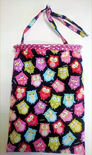 Car trash bags with leakproof liner for women, men and girls / Accessories storage bag for usb, cable, sunglasses, toys by NeatCarBags (13" X 9.5", Owls/Stripe)