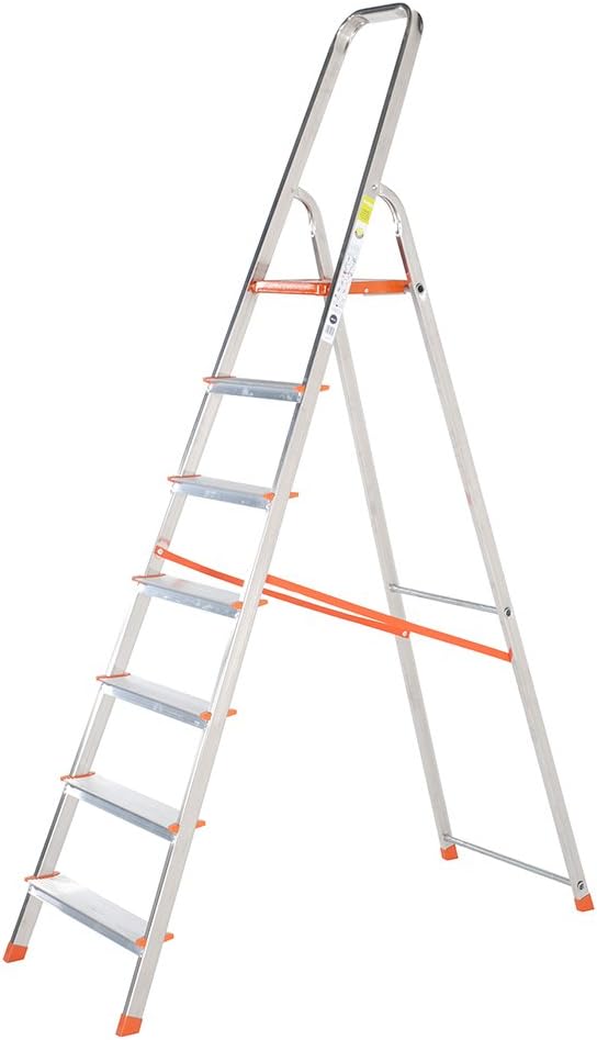 TB Davies 1212-007 Light Duty Step Ladder, 7 Tread, Platform Height 1.5m, Aluminum, 150kg Work Load, EN131