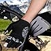 Enkeeo Cycling Gloves Full Finger Winter Bike Gloves Touchscreen Gloves for Smart Phone with Anti-slip Shock-absorbing 5MM Gel Pad, Microfiber Leather, Breathable Lycra, Velcro Design (Black&Grey)