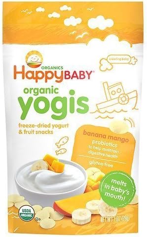 Happy Yogis Organic Yogurt &amp; Fruit Snacks for Babies &amp; Toddlers,Banana Mango 1 OZ (Pack of 2)