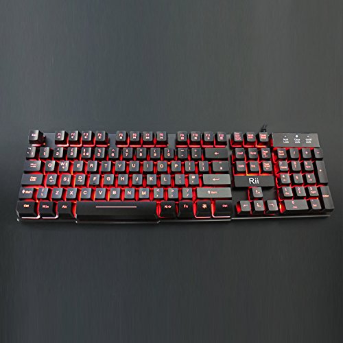 RK100 3 Color LED Backlit Mechanical Feeling Gaming Keyboard Black UK
