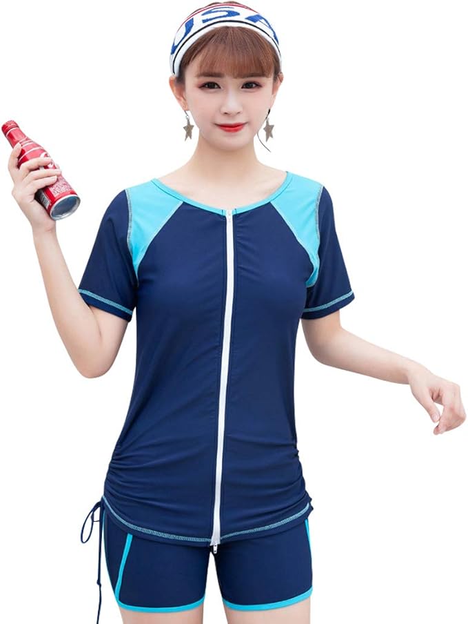 Amazon Teddy フィットネス水着 レディース セパレート 体型カバー 半袖ラッシュガード ショートパンツ キャップ 3点セット Hys2302 ビキニ セパレーツ 通販