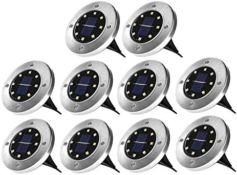 WZTO Solar Garden Lights Upgrade 8 LED Garden Light Waterproof IP55 Stainless Steel Dark Sensing Landscape Lights for Lawn Pathway Yard Driveway Patio Cold White 10 PCS