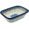 Polmedia Polish Pottery Rectangular Baker 10-inch Forget Me Not made by Ceramika Artystyczna