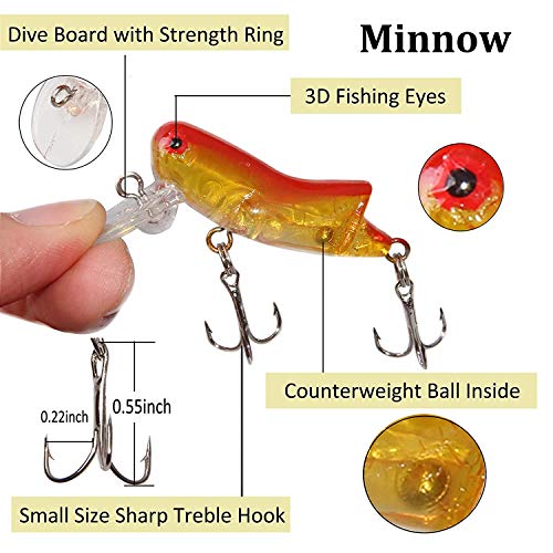 OROOTL Forellenköder Kunstköder Set, 30Stk Angeln Spoon Köder Wobbler Weiche Blinker Angelköder Angelzubehör Set für… – Bild 5