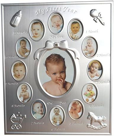 NovoGifts My First Year Baby's Photo Frame Siver 9.4" x 11.4"