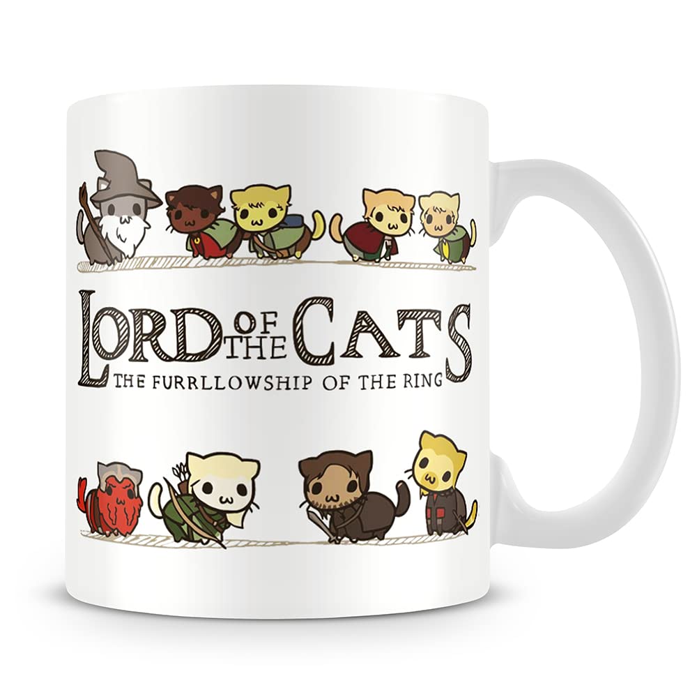 Giftme Lord of The Cats The Furrlowship of The Ring Coffee Mug Coffee Tea Mug Unique 11oz White Ceramic Mug.