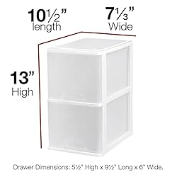 Plastic Small 2-Drawer Storage Organizer, Slim