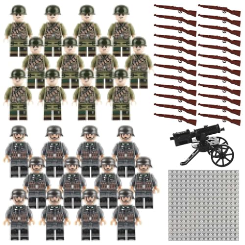 ZYEKIU 50 Pieces Military Soldier Toy, Mini Military Toy, Interesting Plastic Soldiers, WW2 Soldiers Toys Can Be Assembled, Military Base Toy for Birthday Party, Christmas