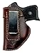 The Defender Leather IWB Holster - Made in USA - Fits Ruger LCP, LCP2, Sig P238, P290, S&W Bodyguard .380 and Most .380's - Made in USA - Brown Left Handed