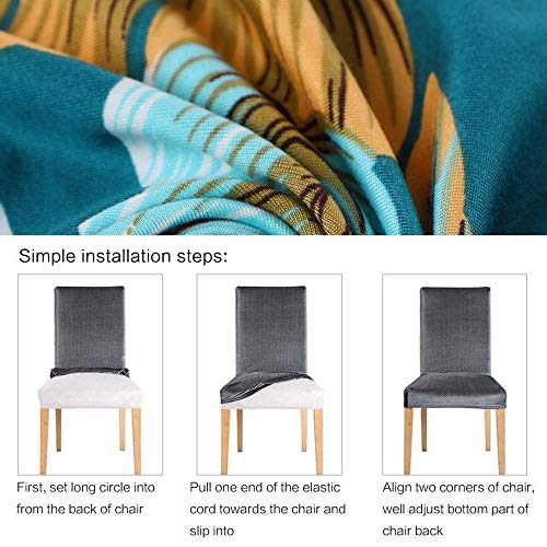 SearchI Dining Room Chair Covers Slipcovers Set of 6, Spandex Fabric Fit Stretch Removable Washable Short Parsons Kitchen Chair Covers Protector for Dining Room, Hotel, Ceremony - Thumbnail 5