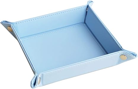 Amazon Co Jp Verita ボタン トレー 小物入れ アクセサリー リモコン 時計 鍵 箱 卓上 玄関 トレイ デスク 折りたたみ おしゃれ 水色 文房具 オフィス用品