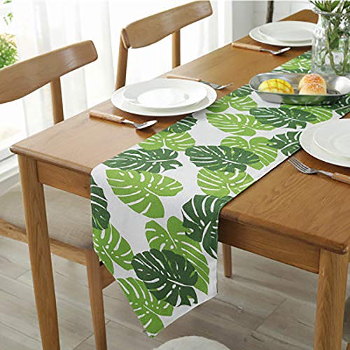 Bestenrose Table Runner Home Tablecover Decorative 2 sides Cotton Linen Classic Table Bedding Mat Dining Room Party Holiday Decoration (Green, 12" x 70“(32 * 120cm)) — image 1