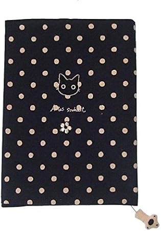 Amazon ドン ヒラノ 水玉ネコ ぬくもりの猫刺繍ブックカバー Don Hirano 四六判 ネイビー ブックカバー 文房具 オフィス用品