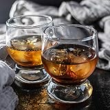 Crystal Snifter Glasses Set of 4 for Cognac Whiskey - New Style Old Fashioned Drink Glasses - Glassware set - Scotch Brandy or Bourbon Tumblers, 7.5 oz