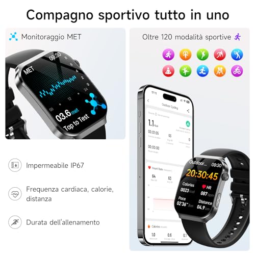 Lgnitek 2026 New Smartwatch with ECG, 2.2 Inch Curved Watch with Blood Pressure/HRV/SpO2/Uric Acid/Emotions/Fatigue/Sleep/Heart Rate Monitor for Men Fitness Tracker, IP68 iOS Android