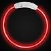 LED Pet Dog Collar, MAXIN Led USB Rechargeable Pet Safety Collar Waterproof Light up Length 50cm (19.5in ) Adjustable Flashing Collar( RED )