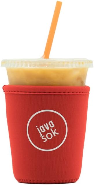 Sok It Java Sok Reusable Neoprene Insulator Sleeve for Iced Coffee Cups (Classic Red V1, Small: 18-20oz)