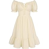 Scarlet Darkness Women’s Corset Mini Dresses Puff Sleeve Square Neck Babydoll Dress Summer Casual Cottagecore Dress