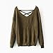 CoCo Fashion Women's 2017 Autumn Winter Lace Up Slim Knitted Sweater Pullover