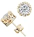 Fashion Crown 18k Gold Plated Earrings Women Brincos De Prata Men Sterling Silver Crystal Jewerly Double Stud Earrings By Taoqiao (Gold)