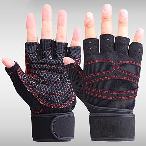 Exercise Gloves Wrist Wrap Support for Men Workout Crossfit Fitness WeightLifting Gloves For Women Fitness Sport Outdoor (Black, XL)