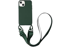 CQUUKOI Compatible with iPhone 12/12 Pro,Crossbody Phone Case with Lanyard Cute Soft Silicone Case with Adjustable Shoulder Strap Shockproof Protector Compatible with Women Girls Dark Green
