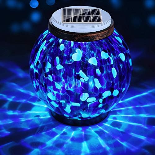 Pandawill Mosaic Photo voltaic Glass Backyard Mild, Rechargeable Out of doors Hanging Mild Metallic Ornamental Ball Mild, Waterproof LED Desk Lamp Waterproof Evening Mild for Patio, Countryyard, Bed room, Social gathering