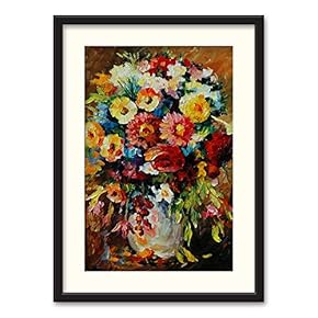 Black Framed Canvas Wall Art Oil Painting Flower Home Artwork Decoration for Living Room, Bedroom - 23x31 inches