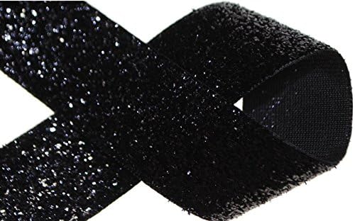 Glitter Ribbon 1" Metallic Velvet (5 Yards, Black)