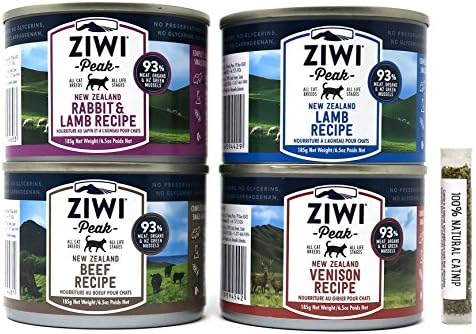 ZiwiPeak Grain Free Canned Wet Cat Food Cuisine Variety Box, 4 Flavors (Lamb, Rabbit &amp; Lamb, Beef, &amp; Venison), 6.5-Ounces Each (12 Total Cans)