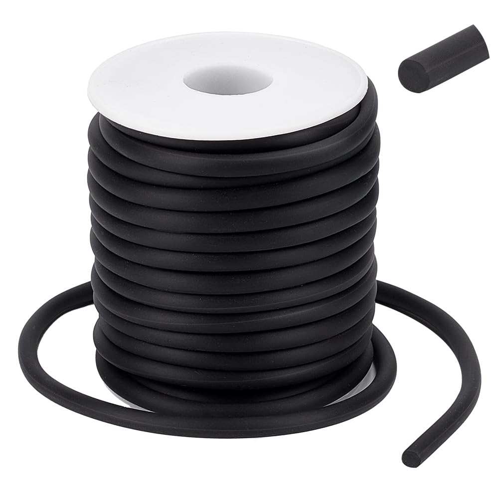 NBEADS 1 Roll 10M/Roll Solid Rubber Cord, 5mm Plastic Rope Hollow Rubber Tubing Round Elastic Cord Beading Crafting Stretch String for DIY Craft Making