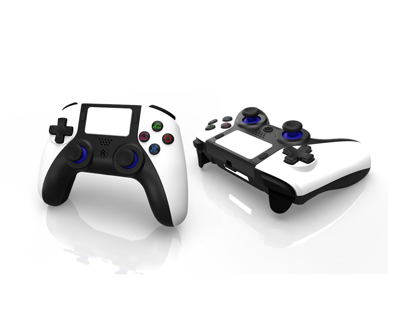 megacom Wireless Bluetooth Controller for P4/PC – Gamepad with 2 Remap Keys, Dual Vibration, Rechargeable Battery, 3.5mm Audio Jack, Touchpad, Speaker – Compatible with P4 Console & Windows Gaming
