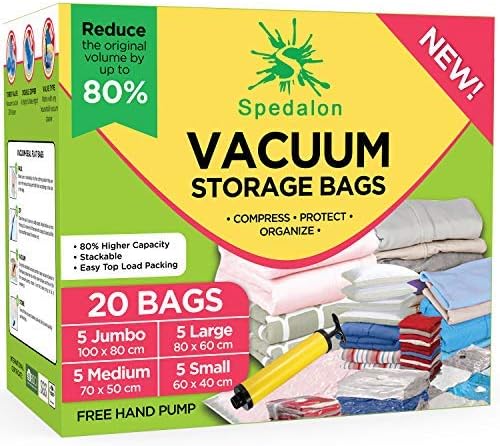 Vakuum Aufbewahrungsbeutel – 20 Stück (5 Jumbo + 5 große + 5