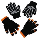 N'Ice Caps Boys Multi Pack Magic Stretch Glove Assortment (3-5 Years, Grey Skeleton/Neon Orange)