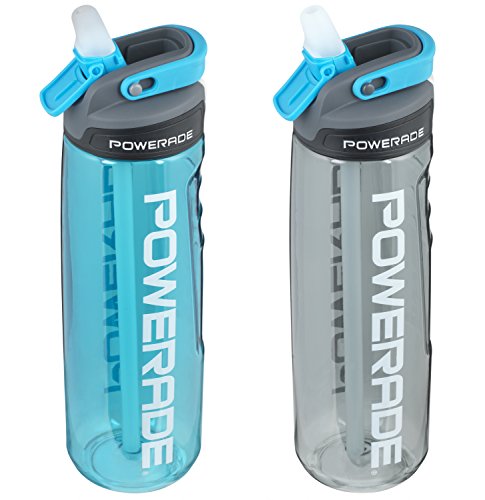 Powerade sip water bottle 28 oz 2 pack blue / black