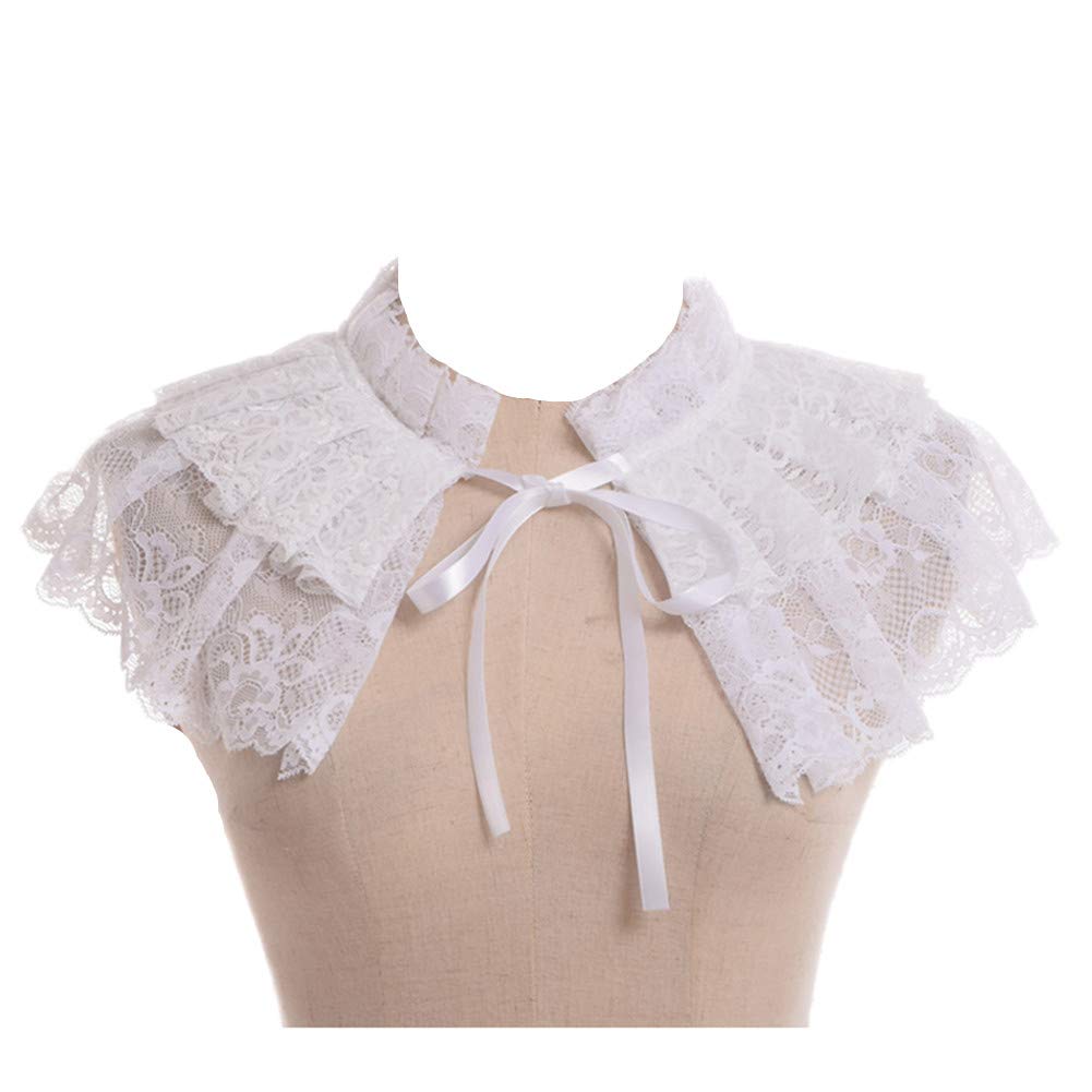 GRACEART Lolita Ruffle Collar Mini Cape, Women: One Size, White