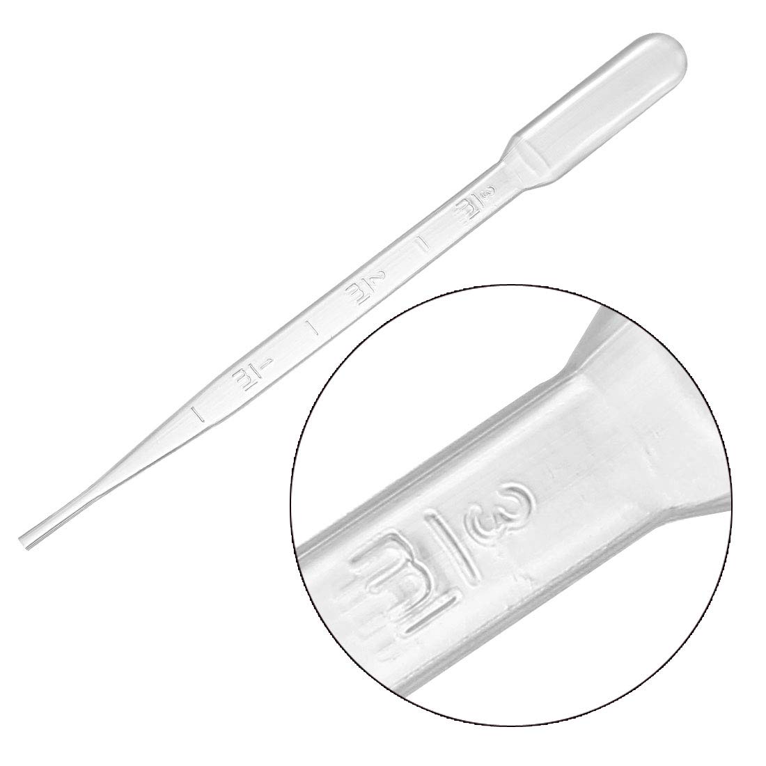 sourcing map 30 Pcs Plastic Disposable Pipettes 3ml, Clear Graduated Transfer Pipettes, 150mm Length, Liquid Dropper for Lab - Image 4