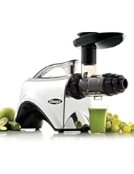 Omega NC900HDC Juicer Extractor and Nutrition Center Creates Fruit Vegetable & Wheatgrass Juice Quiet Motor Slow Masticating Dual-Stage Extraction with Adjustable Settings, 150-Watt, Metallic