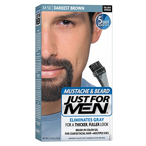 Just For Men Mustache and Beard Brush-In Color Gel, Darkest Brown (Pack of 3)