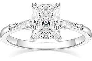 TIGRADE 3CT Engagement Ring for Women Radiant Cut Cubic Zirconia Wedding Band CZ Promise Anniversary Ring Size 3-12.5