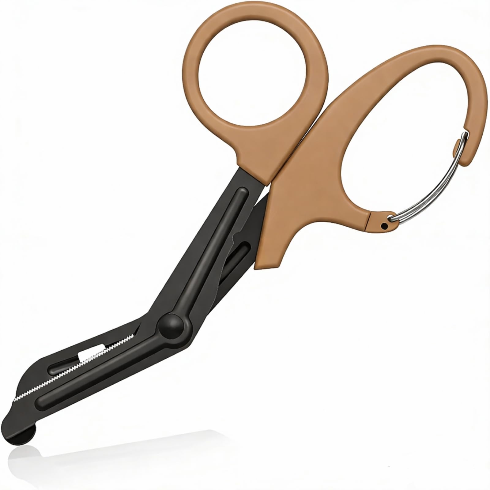 Titanium Bandage Shears Scissors EMT and Trauma Shears, Bent Stealth Black Coated for Nurses, Students, Emergency Room (Brown, 19cm)