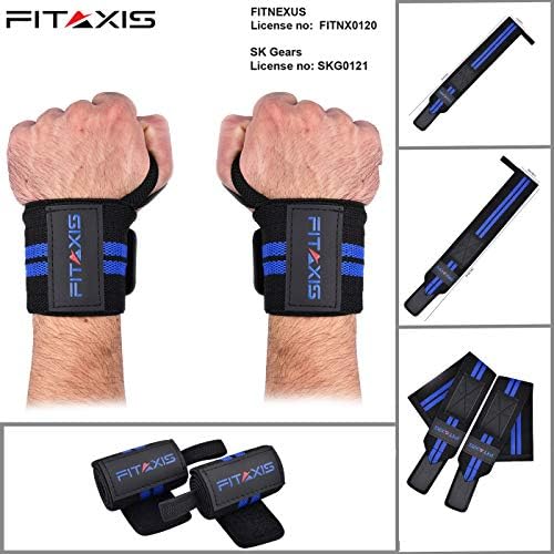 FITAXIS Wrist Wraps for Gym workout Body Building Cross-Fit Power Weight lifting Push Up's Yoga premium cotton Sold in pairs | for Men & Women.