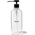 Public Goods Glass Dish Soap Dispenser Pump for Kitchen Sink | Liquid Dish Soap Refill Bottle | Made with Clear Borosilicate Glass and Black Stainless Steel | 16 Oz Dispenser