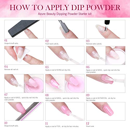 Nail Dipping Powder Starter Kit 4 Pink Glitter Colors(1oz.),French Dip